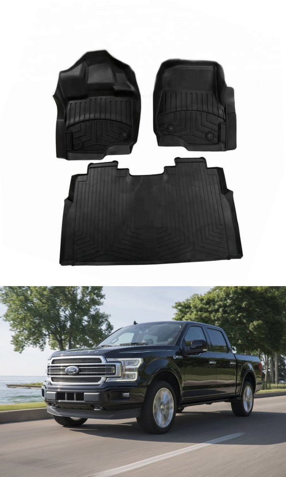 Copy of Floor Mats for Ford F150 SuperCrew 2015-2019 All Weather Guard 1st & 2nd Row Mat TPE Slush Liners