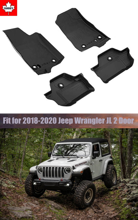 Floor Mats for Jeep Wrangler JL 2-Door 2018-2019-2020 All Weather Guard 1st and 2nd Row Mat TPE Slush Liners