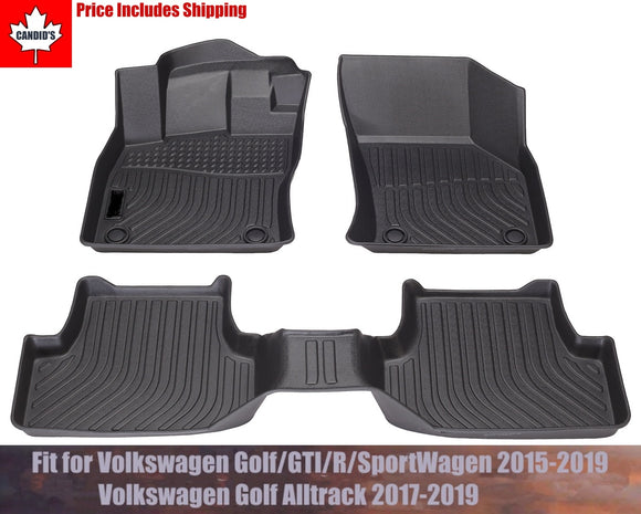 FLOOR MATS FOR Volkswagen Golf/GTI/R/SportWagen 2015-2019 ALL WEATHER GUARD 1ST & 2ND ROW MAT TPE SLUSH LINERS