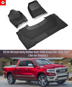 Floor Mats for Dodge Ram 2019 2020 1500 All new Crew Cab (not Classic) weather guard Front & Rear Row TPE Slush Liner Mats